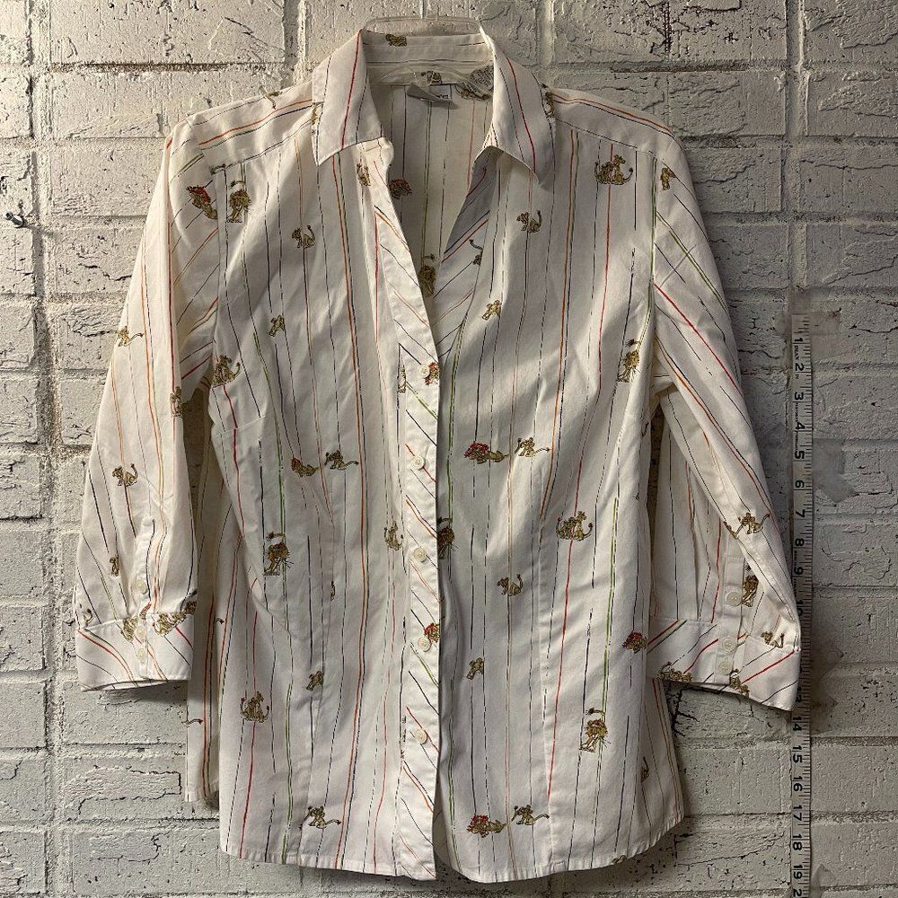 CHICO'S Classic Button Up Blouse Lion Size 1 (m\8)